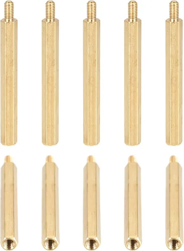 Vista 14 de DTGN M3x4x4mm (DxHLxML) - Separador hexagonal de latón -10Pack- Bueno para máquina electrónica - Tuercas de tornillo espaciadoras macho a hembra