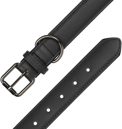 Vista 6 de Lmlpt Collar de cuero para perro, suave, acolchado, resistente, resistente, cómodo collar básico para mascotas con hebilla de metal ajustable a