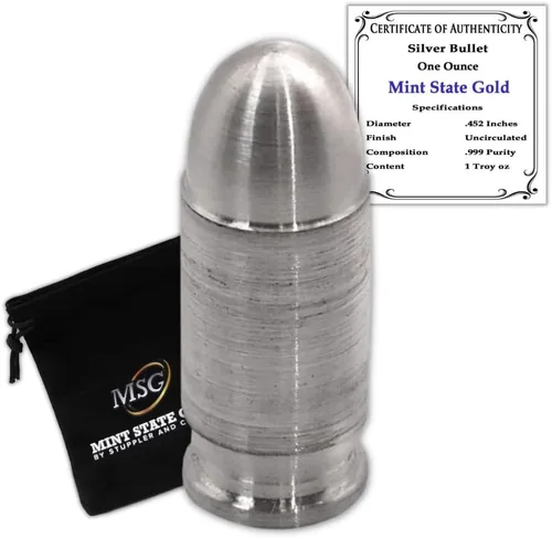 Vista 6 de Silver Bullet - Calibre 12 (5 onzas) - Plata pura .999 por Mint State Gold