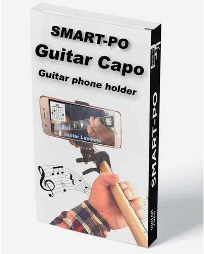 Vista 3 de Smart-Po Cejilla de guitarra para teléfono inteligente Abrazadera de cuello compatible con Android y iPhone Soporte para teléfono celular Ayuda