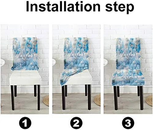 Vista 234 de CAPSCEOLL Christmas Dining Chair Covers,Snowflakes Festive Winter Pattern Stretch Chair Covers for Dining Room Set of 2 Washable Spandex Parson