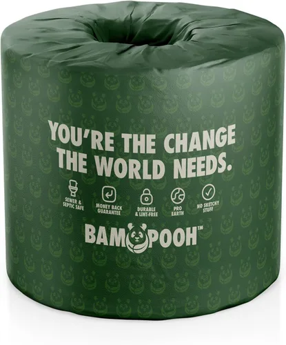 Vista 4 de Papel higiénico de bambú sostenible de 3 capas (24 rollos), suave, hipoalergénico, sin árboles ni pelusas