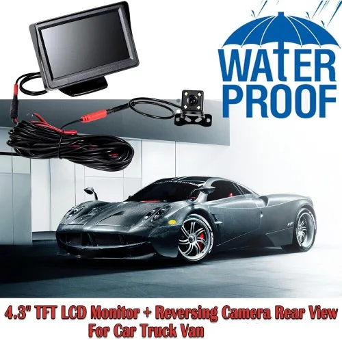 Vista 3 de 4.3 pulgadas TFT LCD coche monitor vehículo vista trasera reversa coche cámara LED aparcamiento sistema para coches, camiones, camionetas, SUV