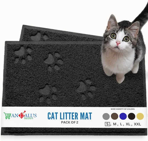 Vista 15 de Andalus Tapete Pequeño para Arena de Gatos, Paquete de 2 - Impermeable, Antideslizante y Fácil de Limpiar, Tapete para Caja de Arena de Gatos