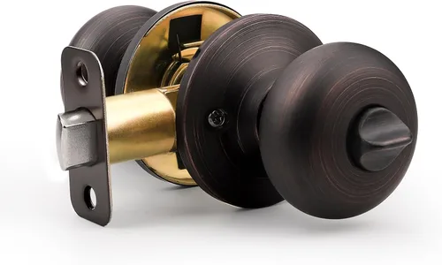 Vista 24 de Probrico Pomos de puerta de privacidad para interiores, color negro mate, 1 paquete de pomos de puerta de baño para cama, función de bloqueo