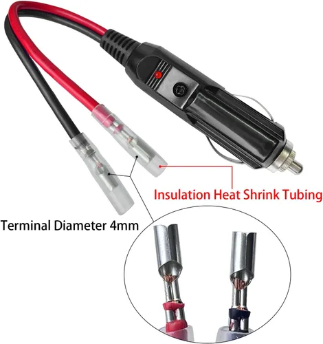 Vista 2 de Enchufe de encendedor de cigarrillos de repuesto de automóvil de 12 V/24 V con cable y cableado, terminal de una sola cabeza, cable de alimentación