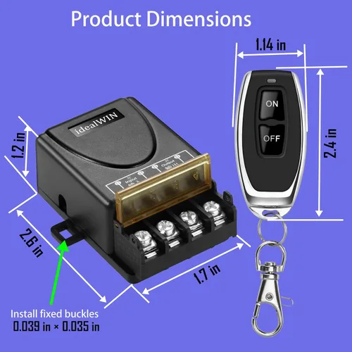 Vista 5 de Interruptor remoto inalámbrico con 328 pies de largo alcance, CC 12V/24V/48V/72V Clasificación de corriente 30A, interruptor de control remoto de 12