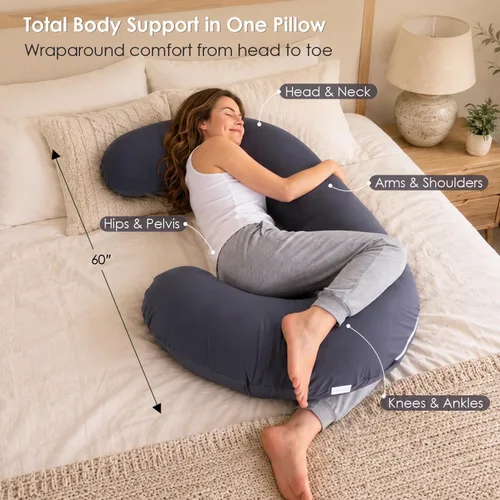Vista 2 de QUEEN ROSE Almohada refrescante para el cuerpo, almohada lateral en forma Gris