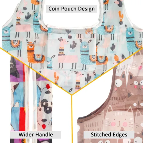 Vista 5 de Bolsas de compras reutilizables para comestibles, paquete de 4 de 50 libras bolsas plegables grandes y lavables para mercado, compactas para un