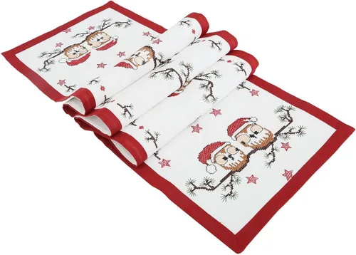 Vista 3 de Caminos de mesa bordados con búho navideño (14 x 54 pulgadas)