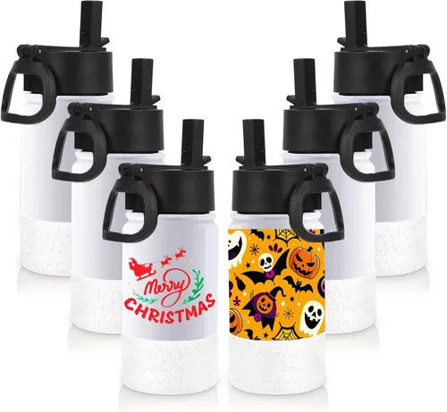 Vista 19 de Volhoply Botella de agua de acero inoxidable aislada de 14 onzas con tapa de pajita y funda de silicona, sin BPA, fácil de usar para niños y niñas
