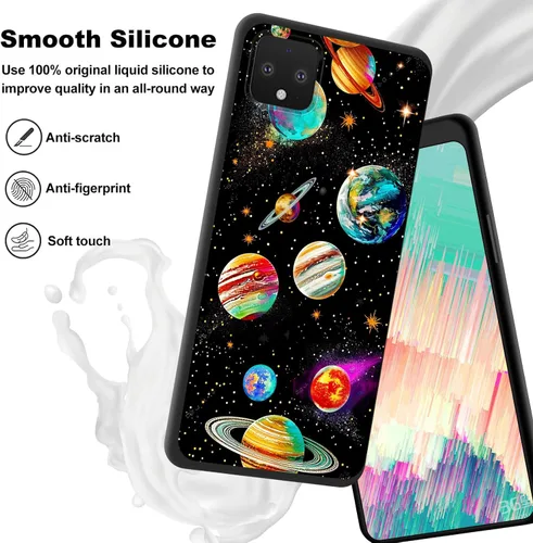 Vista 317 de Funda delgada para Google Pixel 4 XL, funda delgada de silicona de TPU suave a prueba de golpes para Google Pixel 4 XL, astronauta Galaxy