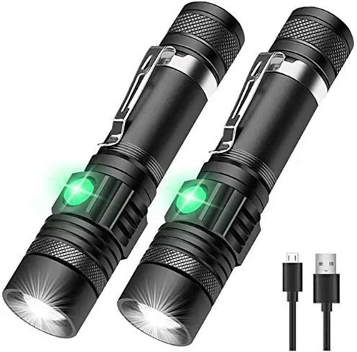Vista 9 de Hoxida Linterna táctica LED, linterna LED recargable súper brillante de 2000 lúmenes altos, linterna LED de bolsillo con clip, IPX6 impermeable