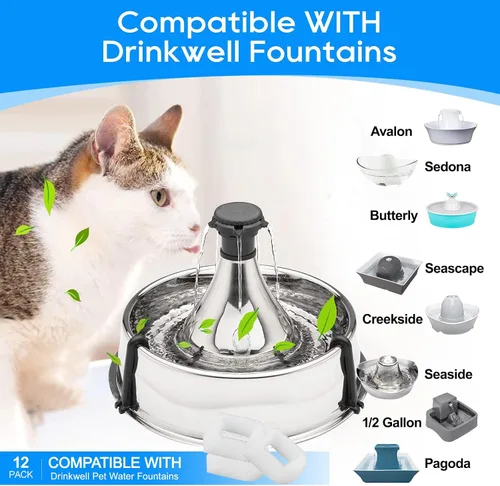 Vista 2 de Filtro de fuente de agua para gatos compatible con fuente de agua Petsafe, para filtros de fuente de mascotas Drinkwell, filtros de espuma