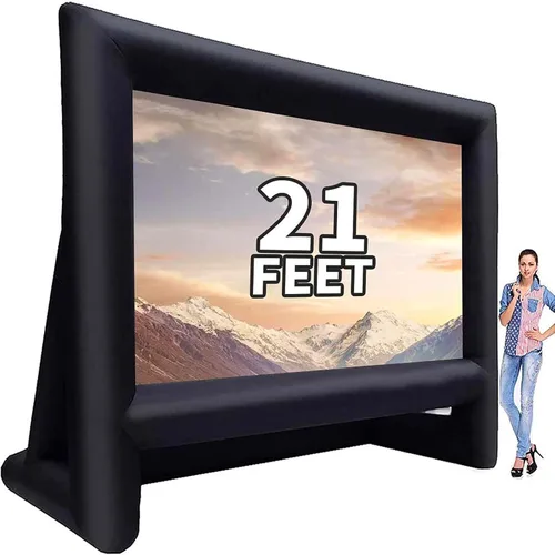 Vista 9 de GYUEM - Pantalla inflable de 5,5 m para proyector de películas al aire libre; el paquete incluye cuerdas, inflador y estacas de tienda de campaña