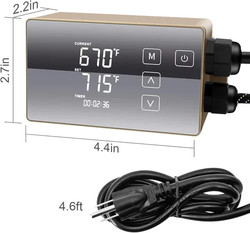 Vista 4 de Controlador de temperatura LCD digital, operación fácil de usar, Gloden, 110V, HTHC04G-US-PID