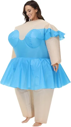 Vista 4 de BIGPETS Disfraces inflables de ballet para adultos, disfraces de cosplay de Halloween para hombres y mujeres, traje divertido de luchador de sumo