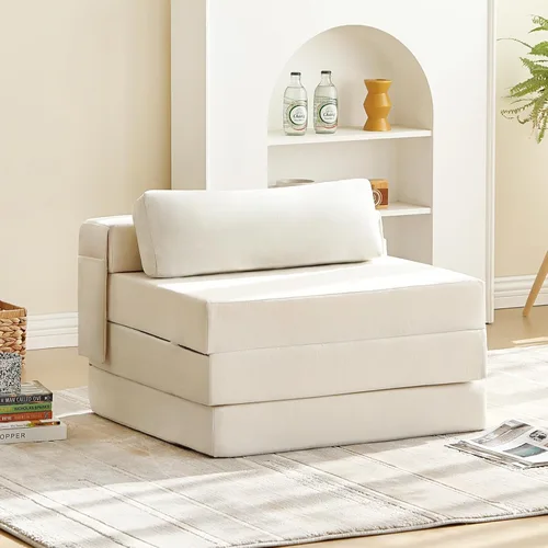 Vista 26 de Sofá cama plegable tamaño individual, colchón convertible con almohada, colchón de pana gruesa para el suelo, sofá cama con bolsillo lateral