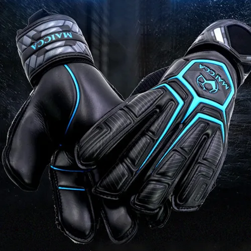 Vista 2 de Guantes de portero con látex antideslizante, guantes de portero de fútbol para adultos y jóvenes con doble protección, sin correa para la muñeca