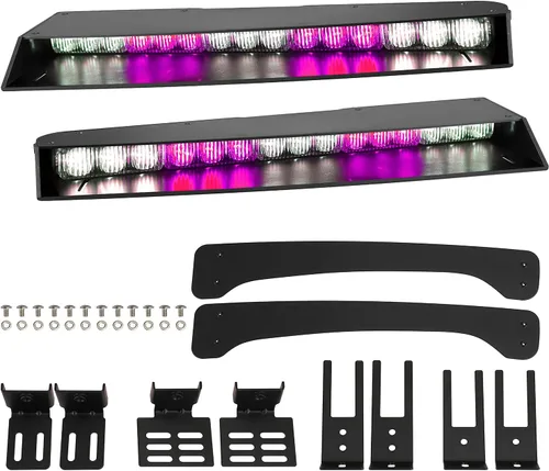 Vista 7 de ASPL Barra de luces para visera de 2 a 15 LED, 29 patrones de destello, interior superior de parabrisas, montaje dividido, luz estroboscópica