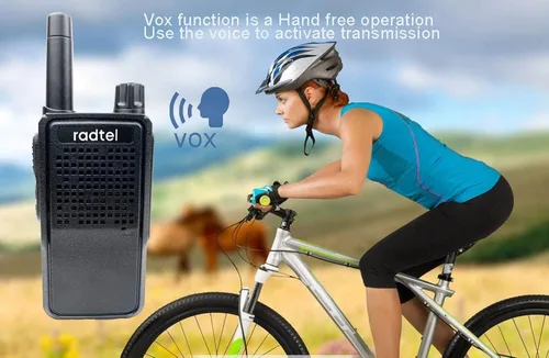 Vista 4 de Radtel RT-518 Walkie Talkies recargables para adultos, radio bidireccional FRS de mano de largo alcance, 22 canales, manos libres VOX para camping