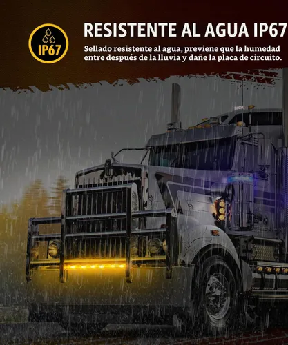 Vista 4 de Partsam Peterbilt Kenworth Freightliner - 10 luces LED de 6.5 pulgadas, color ámbar ovalado, 16 luces laterales con bisel cromado de repuesto
