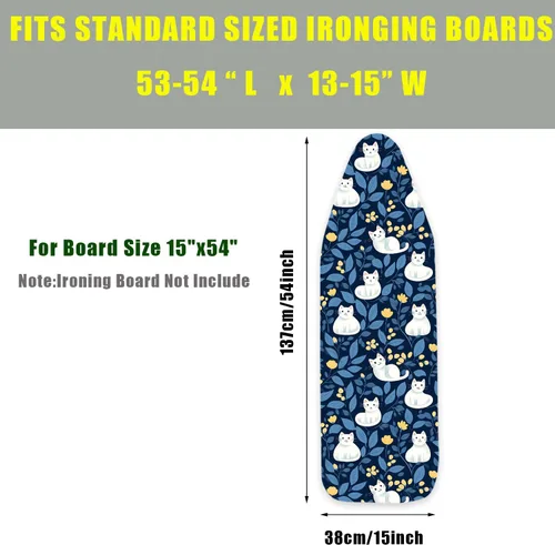 Vista 2 de Funda para tabla de planchar de 15 x 54 pulgadas, resistente al calor, borde elástico resistente, superficie antideslizante, múltiples patrones