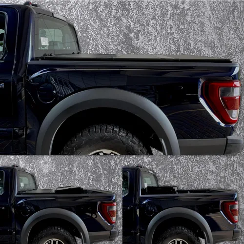 Vista 4 de Cubierta rígida de 5 pies y 1 pulgada de triple pliegue compatible con Chevrolet Colorado GMC Canyon FRP 2004-2012 Fleetside