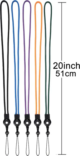 Vista 4 de YOUOWO 5 Pack Lanyards Detachable Neck lanyard For Pen Phone ID Badges Holder Keys Office Cell USB Black Strap Whistles iPod
