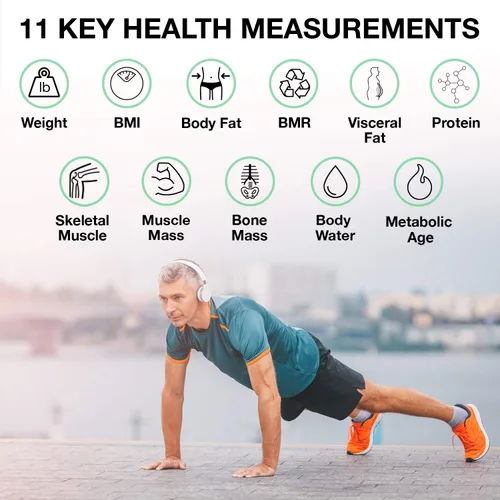 Vista 7 de Korescale - Báscula digital inteligente con IMC, grasa corporal, masa muscular, peso Báscula de baño altamente precisa, analizador de composición