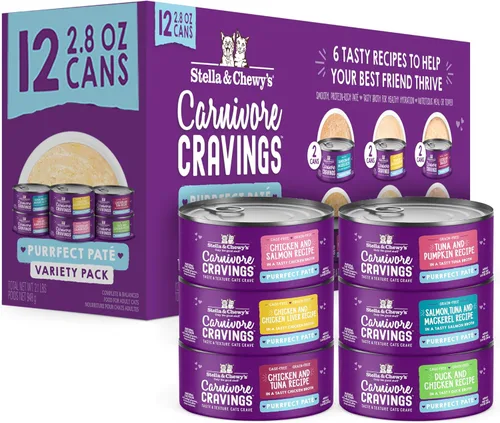 Vista 11 de Stella & Chewy's Carnivore Cravings Purrfect Paté - Alimento húmedo prémium sin granos para gatos, receta de pollo y atún, alto contenido
