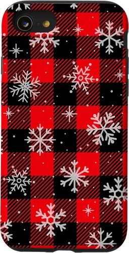 Vista 17 de iPhone 13 Copos de nieve caída nieve nieve Navidad invierno rojo cuadros caso