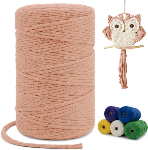 Vista 28 de Cuerda de macramé de una sola hebra de 0.197 in x 110 yardas, cuerda de macramé de algodón natural de 0.197 in, cuerda de algodón grueso para colgar