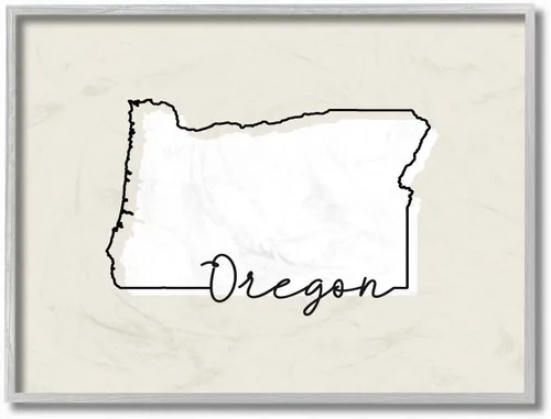 Vista 7 de Stupell Industries Oregon Home State Map - Placa de pared con diseño de impresión neutra, 12 x 18 pulgadas, multicolor