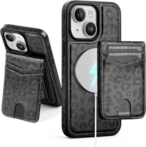 Vista 78 de SkyEagle - Funda tipo cartera compatible con MagSafe para iPhone 11, color negro Detachable Magnetic Credit Card Holder,RFID Blocking,PU