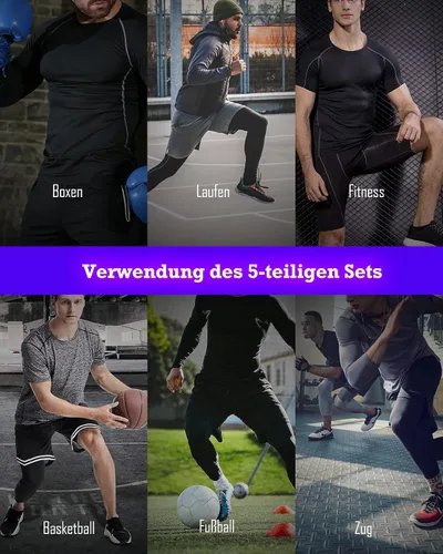 Vista 9 de BOOMCOOL 5 piezas de ropa de gimnasio para hombres, conjuntos de entrenamiento