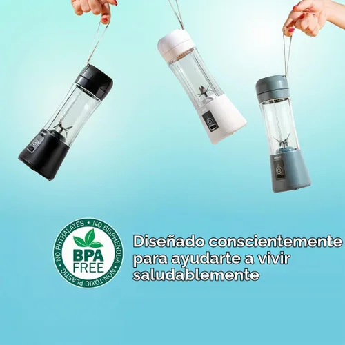 Vista 3 de Licuadora portátil inalámbrica de 13 onzas. Licuadora personal para batidos y licuados, sin BPA, recargable USB-C, mini exprimidor para viajes, a