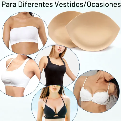 Vista 8 de Almohadillas de brasier para reforzar el pecho, copa de traje de baño push Beige