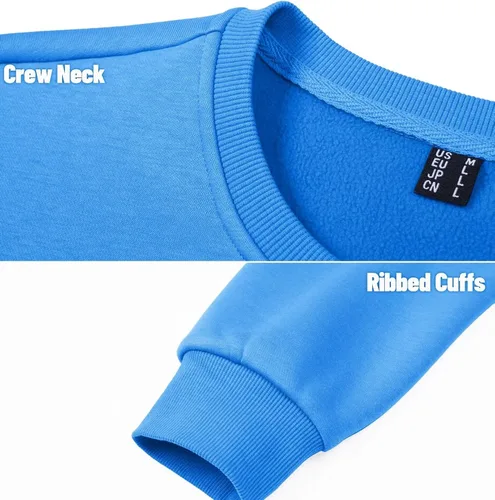 Vista 6 de MAGCOMSEN Sudadera de cuello redondo para hombre de manga larga casual cálida de forro polar