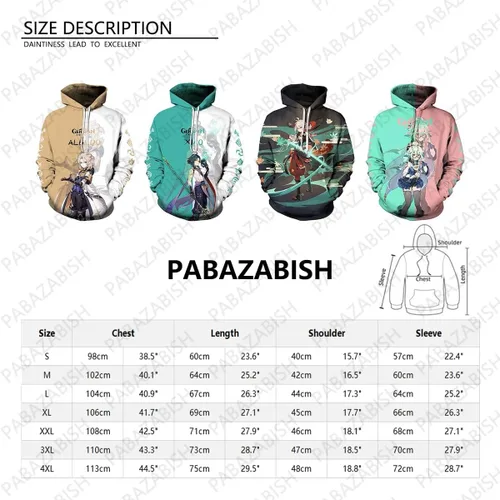 Vista 3 de Genshin Impact Unisex Tops Pullover Anime 3D Printing Hoodie Game Character Themed Merchandise Sweatshirts