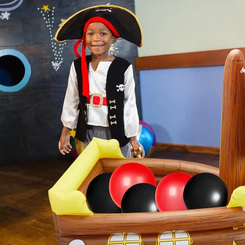 Vista 6 de Cunhill Enfriador hinchable de barco pirata de Halloween, enfriador hinchable para decoración de fiesta de cumpleaños Gasparilla, suministros
