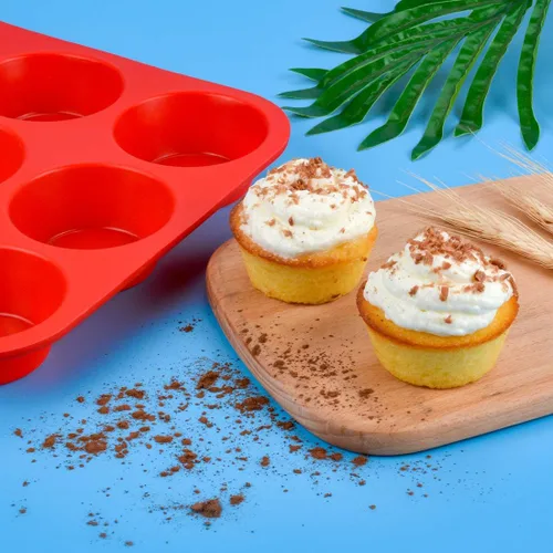 Vista 5 de CAKETIME Molde de silicona para magdalenas de 24 tazas, molde mini para magdalenas de 12 tazas, molde para pan de 12 tazas, juego de utensilios