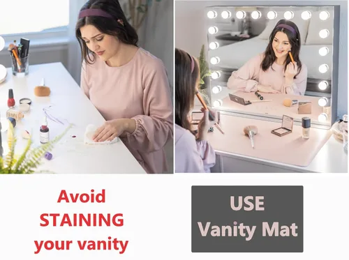 Vista 4 de Tapete de maquillaje para protector superior de tocador, cubierta de mesa de trabajo, impermeable, a prueba de aceite, a prueba de polvo, suave