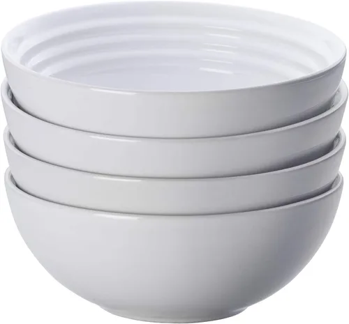 Vista 7 de Le Creuset Juego de 4 cuencos de sopa de gres, 22 onzas (6.25") cada uno, blanco