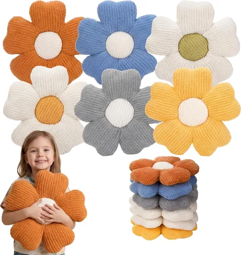 Vista 8 de Drydiet 6 Piezas Almohadas con Forma de Flor Margaritas Almohadas de Piso Cojines de Asiento con Forma de Flor de 15 Pulgadas para Leer Sofá Sillón
