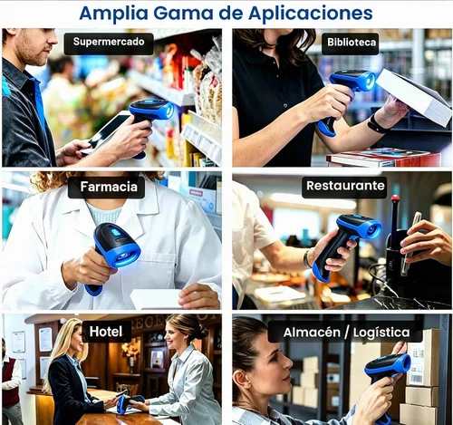 Vista 8 de Escáner de código de barras CCD inalámbrico Bluetooth 2D 1D, lector de código de barras de código QR portátil para almacén de supermercado POS