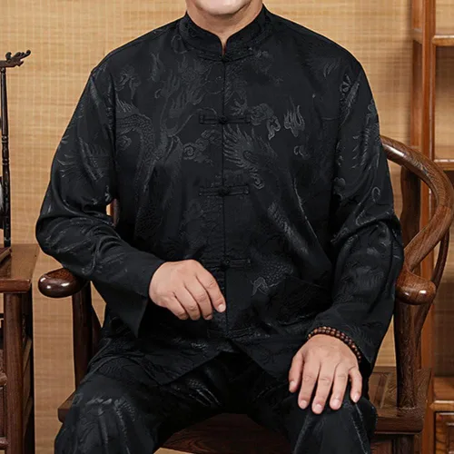Vista 4 de Uniforme de Kung Fu para hombre, traje de camisa chino tradicional Tang Hanfu artes marciales Wing Chun Tai Chi entrenamiento pantalones de tela
