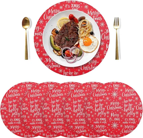 Vista 3 de Christmas Greetings Merry Christmas Place Mat, Non Slip Placemats Heat Insulation for Kitchen one sizex1