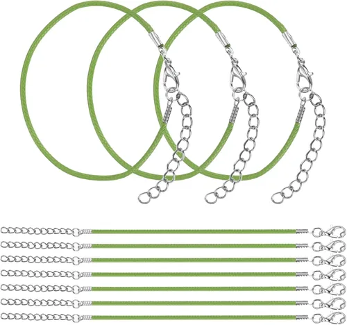 Vista 20 de MECCANIXITY 10 cordones de pulsera verde militar, pulsera de amistad ajustable de 9 pulgadas, cordón de poliéster encerado de 0.059 in con cierre