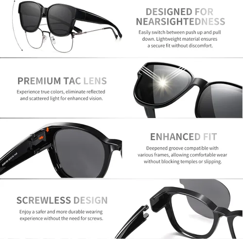 Vista 4 de Lentes de sol polarizados para mujeres y hombres, lentes de sol cuadrados envolventes con protección UV400 para conducir
